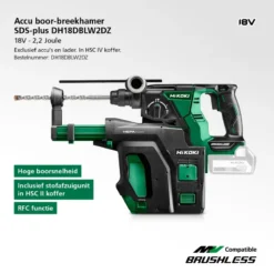 HiKOKI DH18DBLW2DZ Boorhamer | SDS-Plus | 18V | Basic | +Stofunit | +Systainer [DH18DBLW2DZ] -Makita Winkel HiKOKI DH18DBLW2DZ DH18DBLW2DZ ext 3